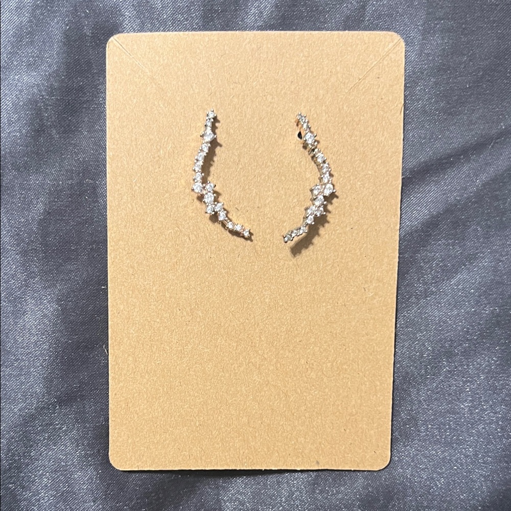 Elegant Silver Crystal Climber Earrings